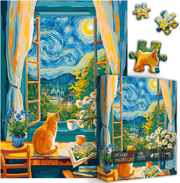 Starry Night Cat puzzle puzzle 1000 pezzi